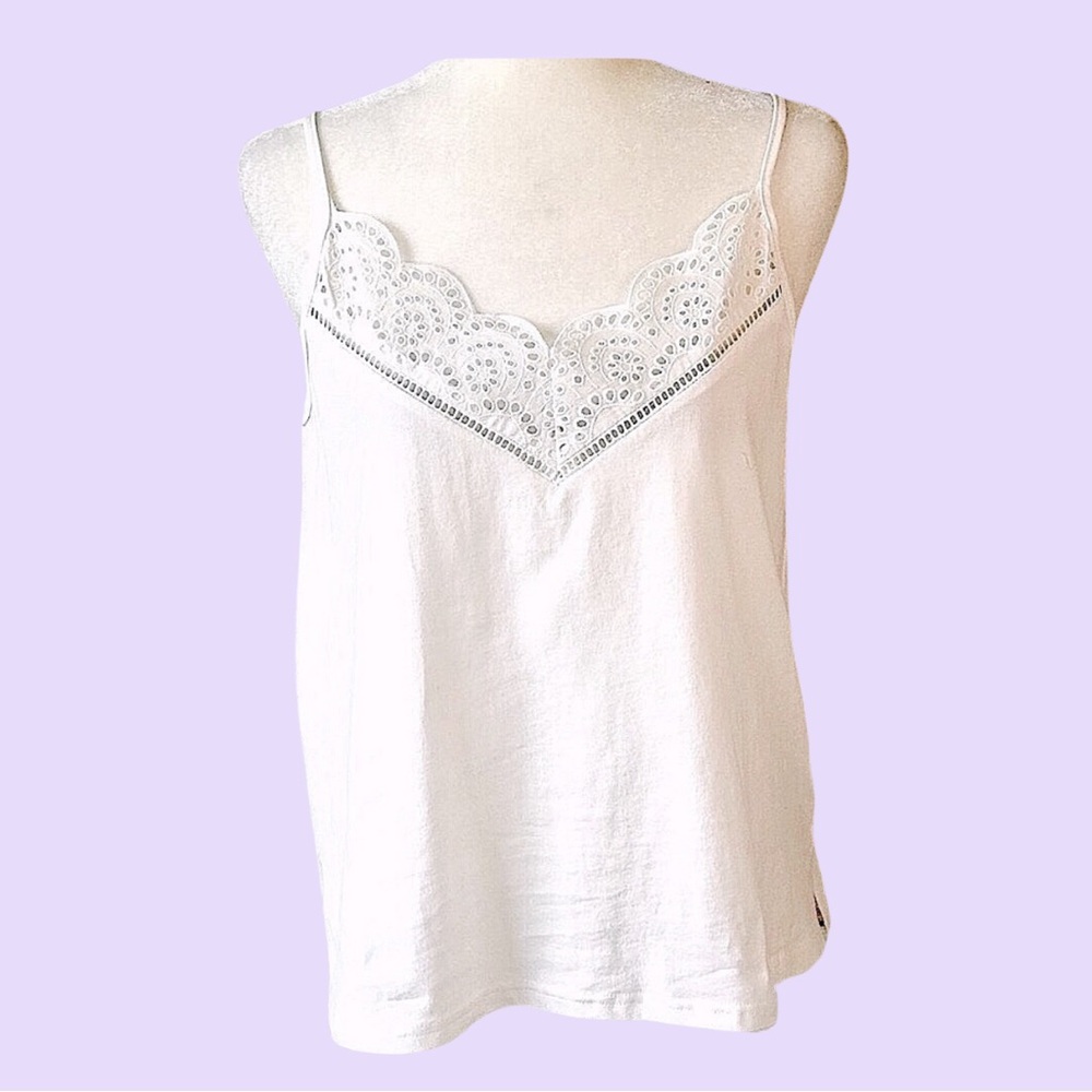 BOUTIQUE ITEM- SPAGHETTI STRAP EYELET CAMI/TANK TOP, ADJUSTABLE STRAPS